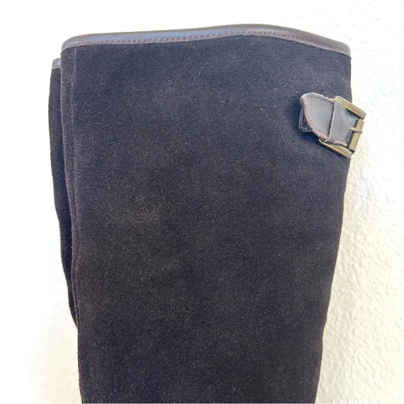 Spring Step Women’s Genuine Leather Dark Brown Suede Tall Boot Vegan Fur Sz. 38 - Picture 3 of 14